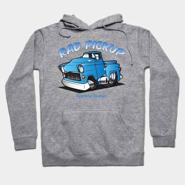 Rad Pickup Cartoon Car Toon Hoodie by YouthfulGeezer